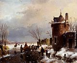 Town Wall Art - Figures With A Horse Sledge On The Ice, A Town In The Distance
